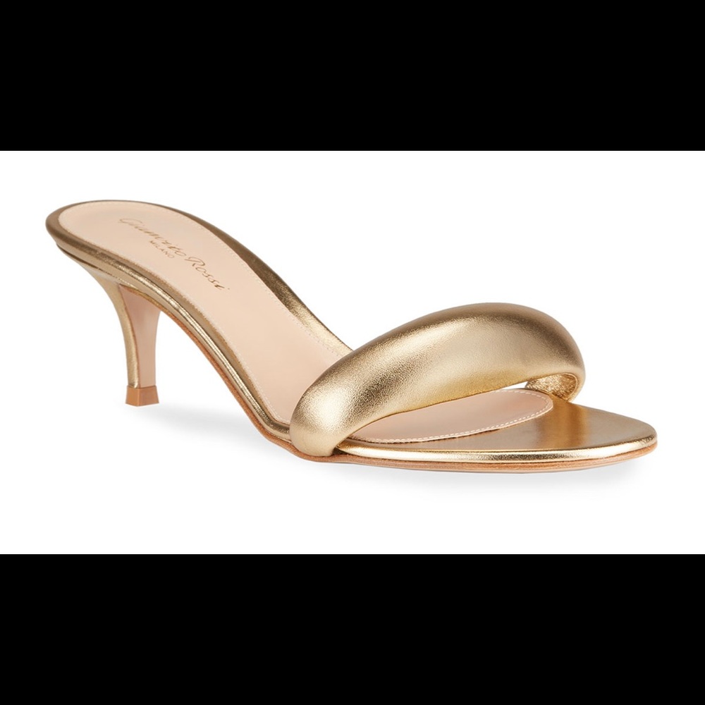 Gianvito Rossi Bijoux Metallic Kitten Heel Slide